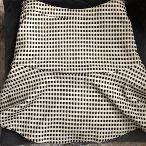 Lush cream and black checkered skater skirt